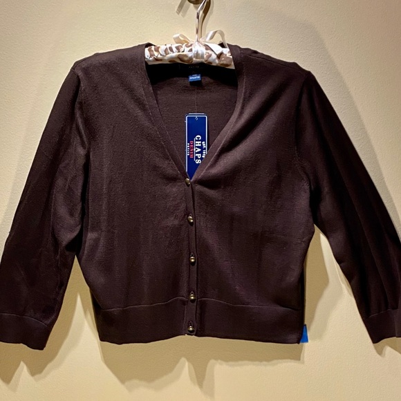 Chaps Sweaters - 🌟HP🌟NWT Brown Cardigan Sweater by Chaps LP